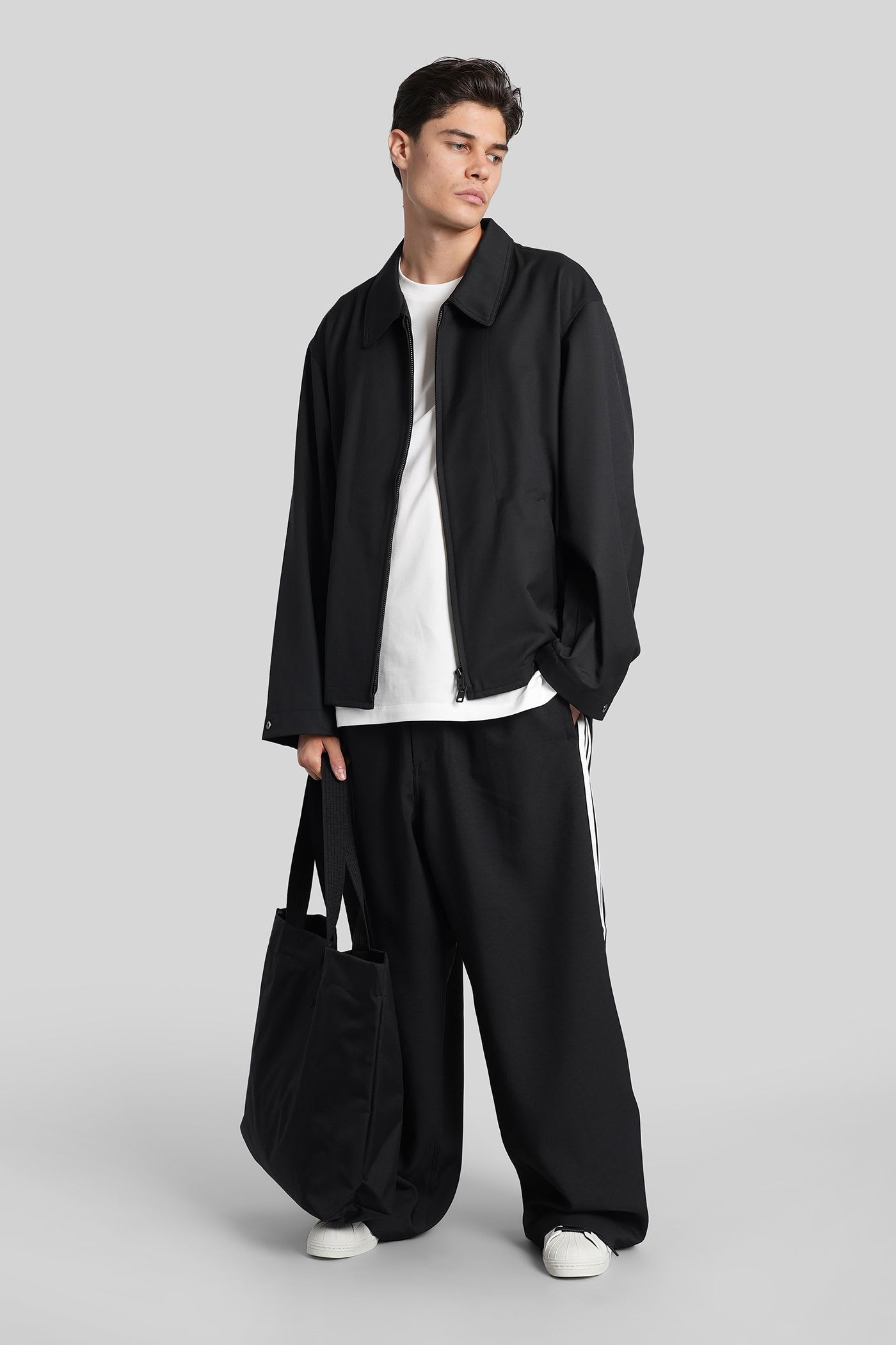 Y-3 Drawstring Trousers With Side Stripes In Black