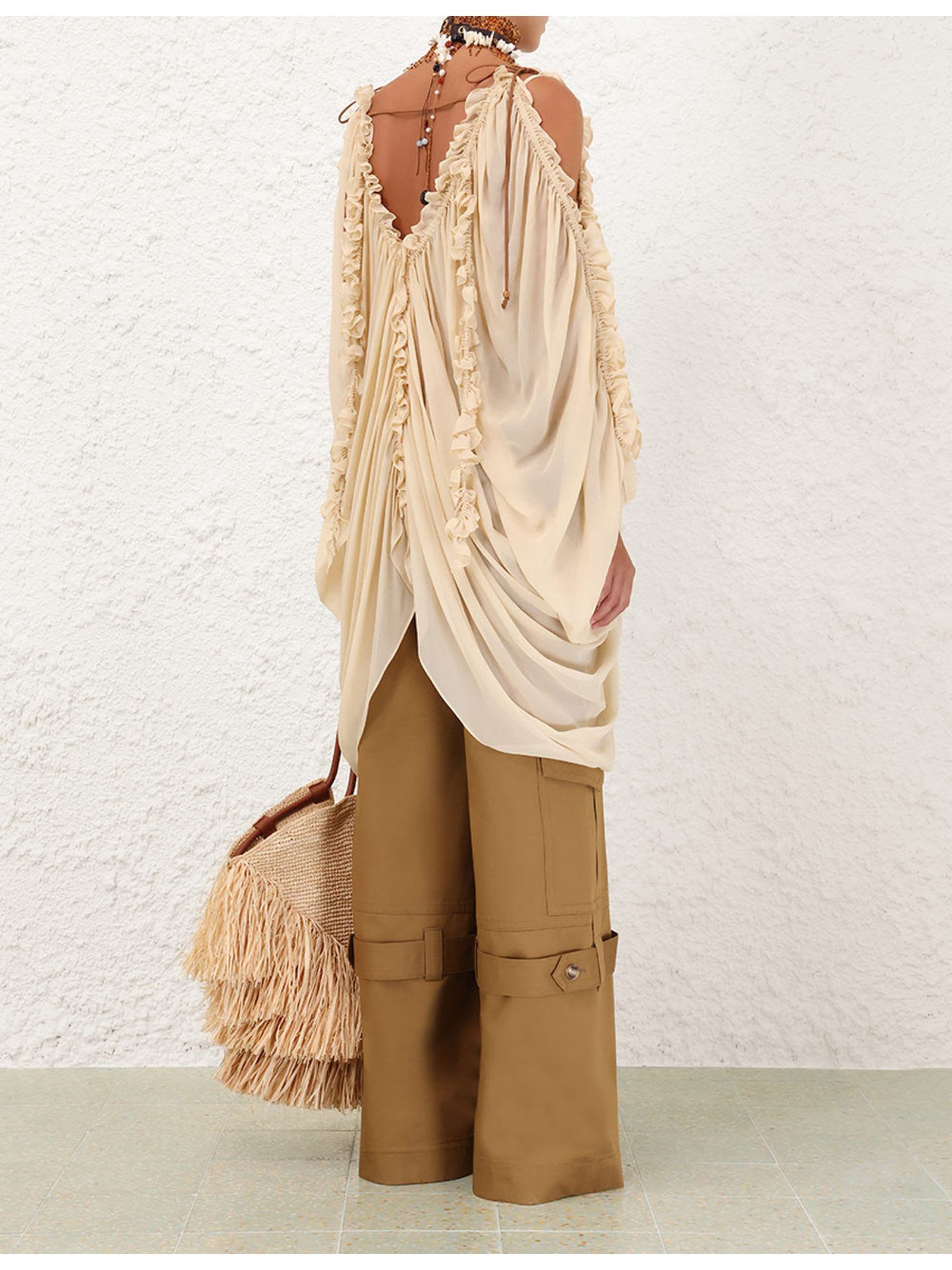 Zimmermann Skin Pink Viscose Illuminate Blouse In Beige