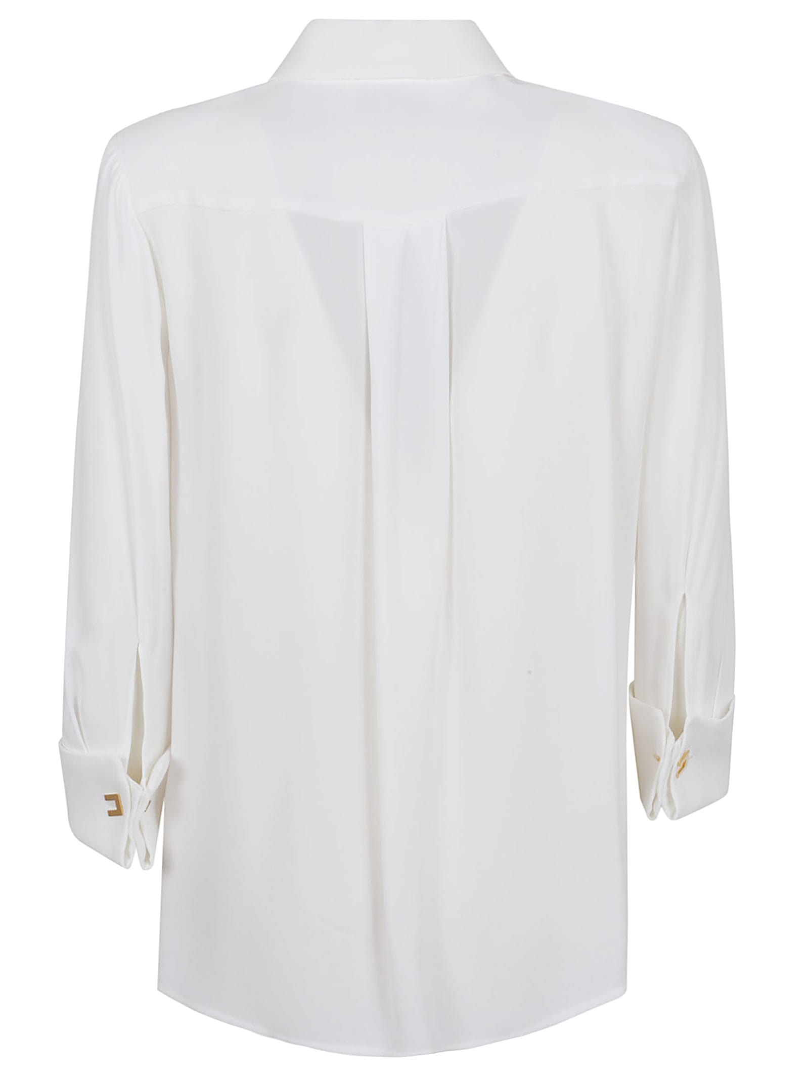 Elisabetta Franchi Three-quarter Sleeve White Shirt With Flap Pockets In White