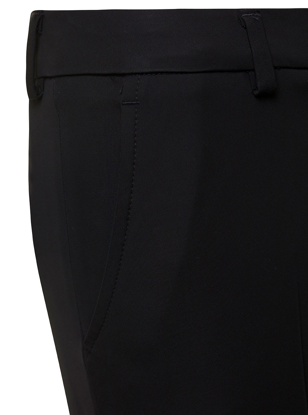 Pt Torino Black Cropped Flared Jaine Pants In Wool Woman In Nero