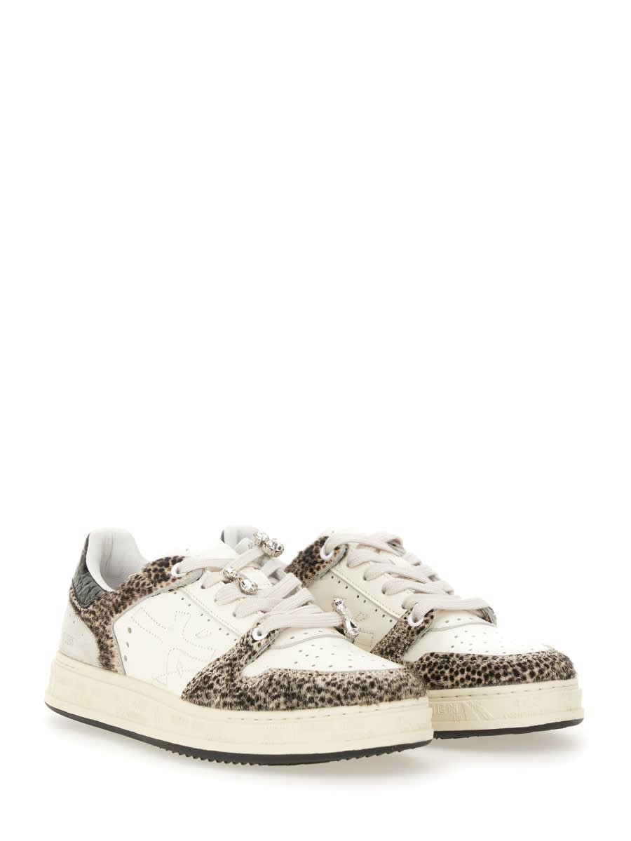 Premiata Low-top Sneaker With Spotted Animal Print And Textured Sole In Multi