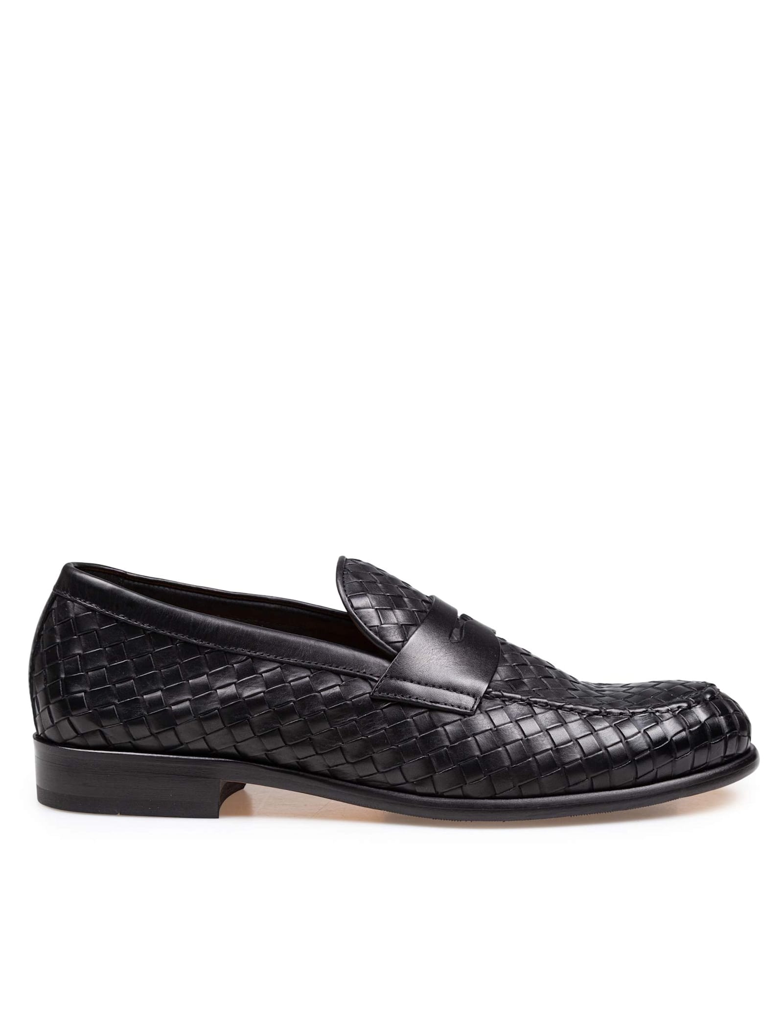 Penny Adler Moccasin In Woven Leather Color Black