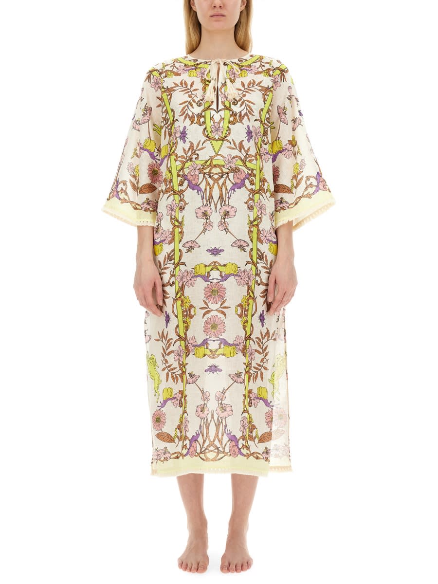 Tory Burch Caftan With Print In Multicolore