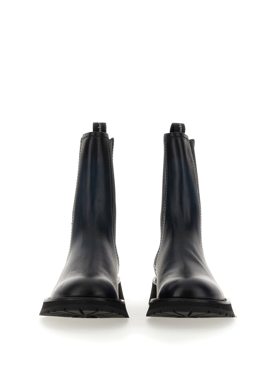 Shop Alexander Mcqueen Leather Boot In Charcoal