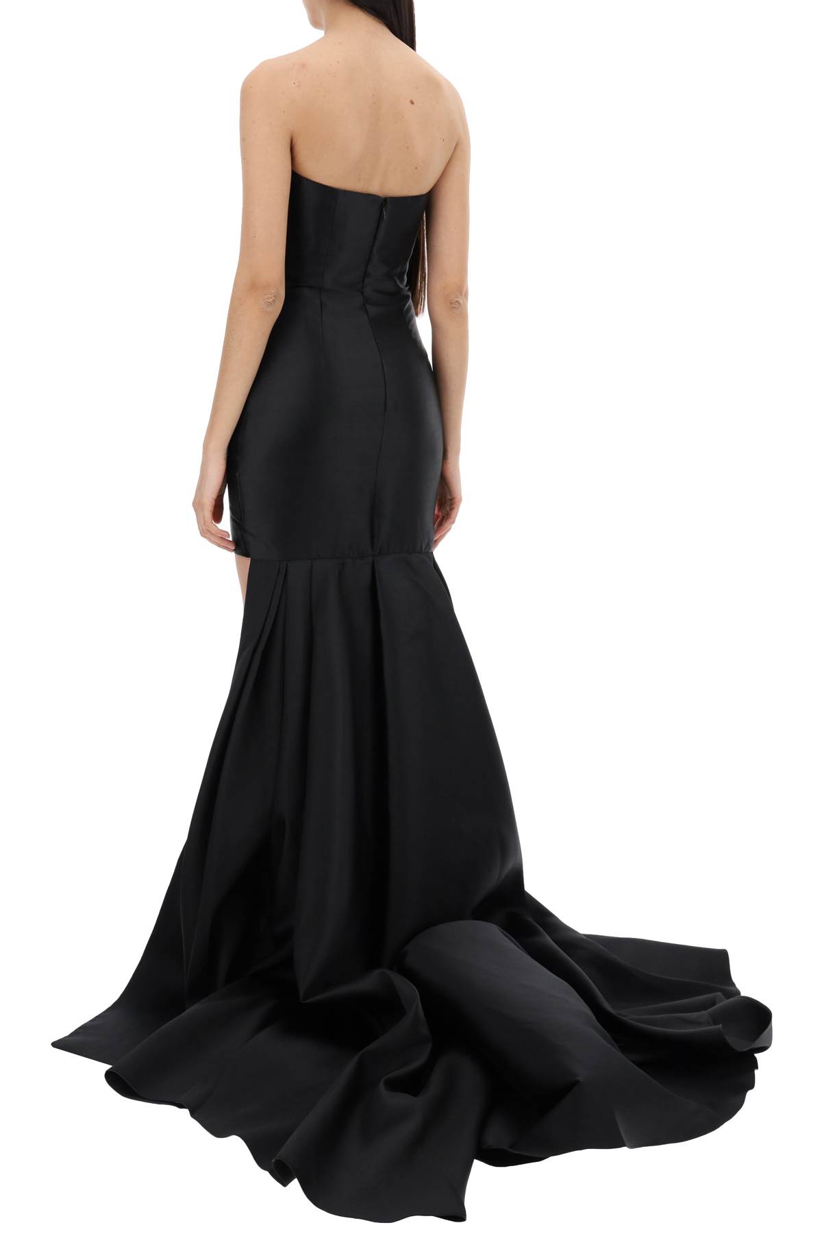 Shop Solace London Neva Tube Dress With Train In Black (black)