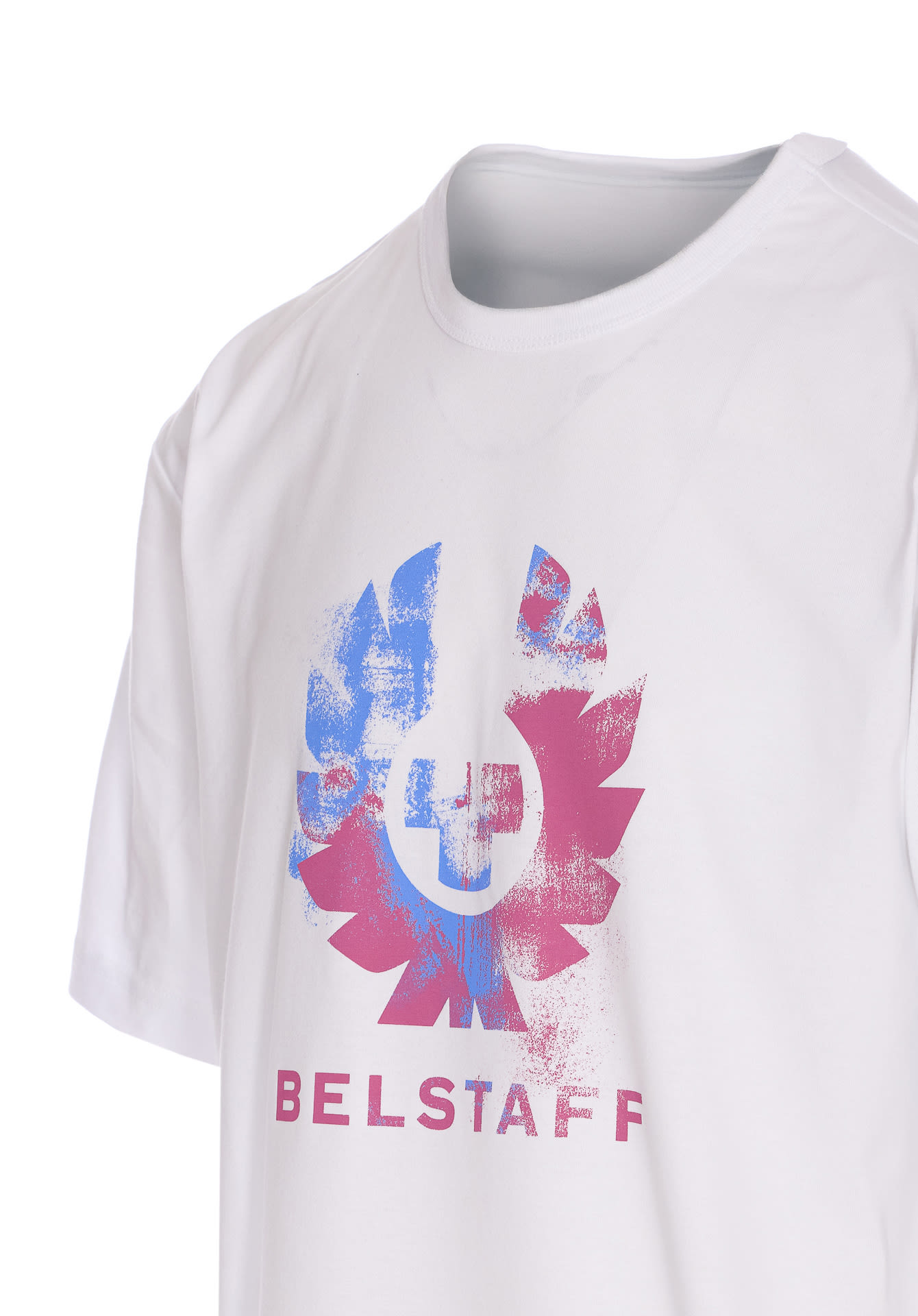 Belstaff Crewneck T-shirt With Graphic Print Logo In White