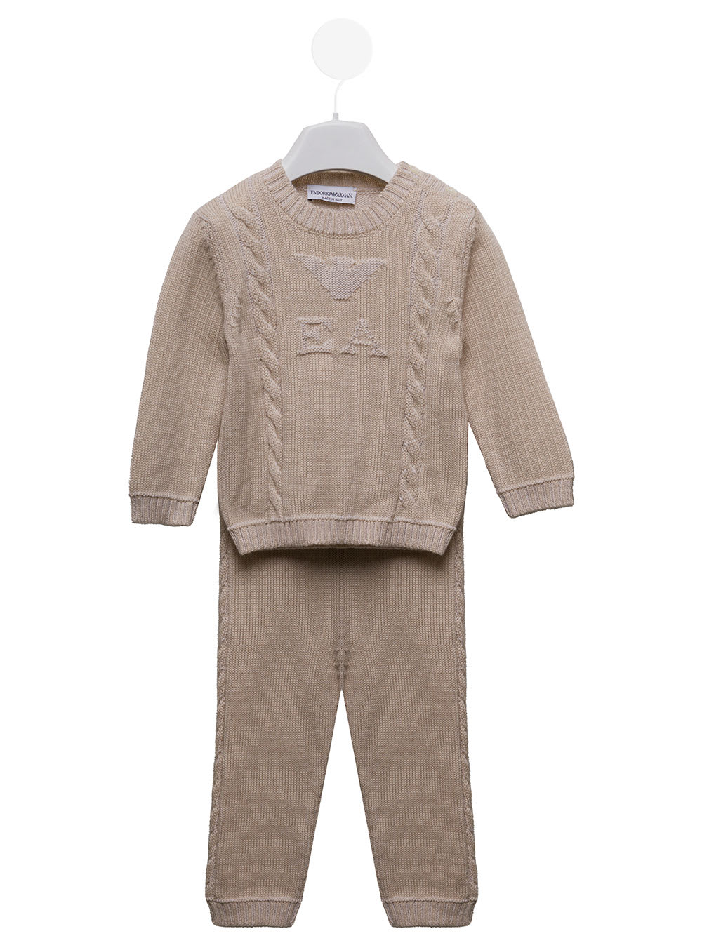 Emporio Armani Kids Babys Beige Sweater And Trousers Set