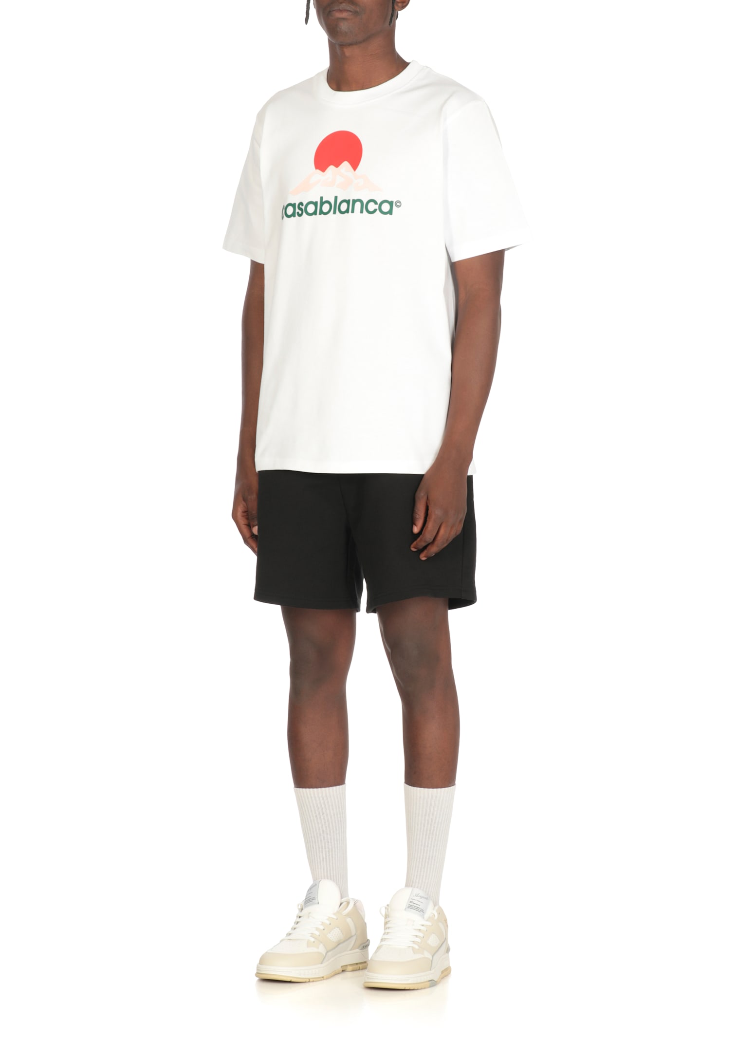 Casablanca White Crewneck T-shirt With Logo On The Front In White