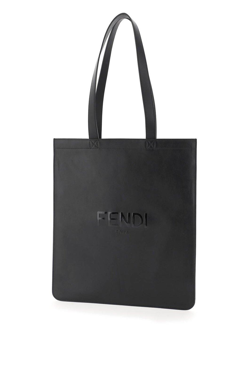 FENDI LOGO EMBOSSED TOTE BAG 