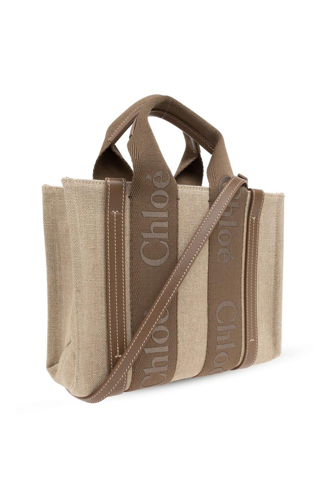 Shop Chloé Woody Small Tote Bag In X Dark Nut