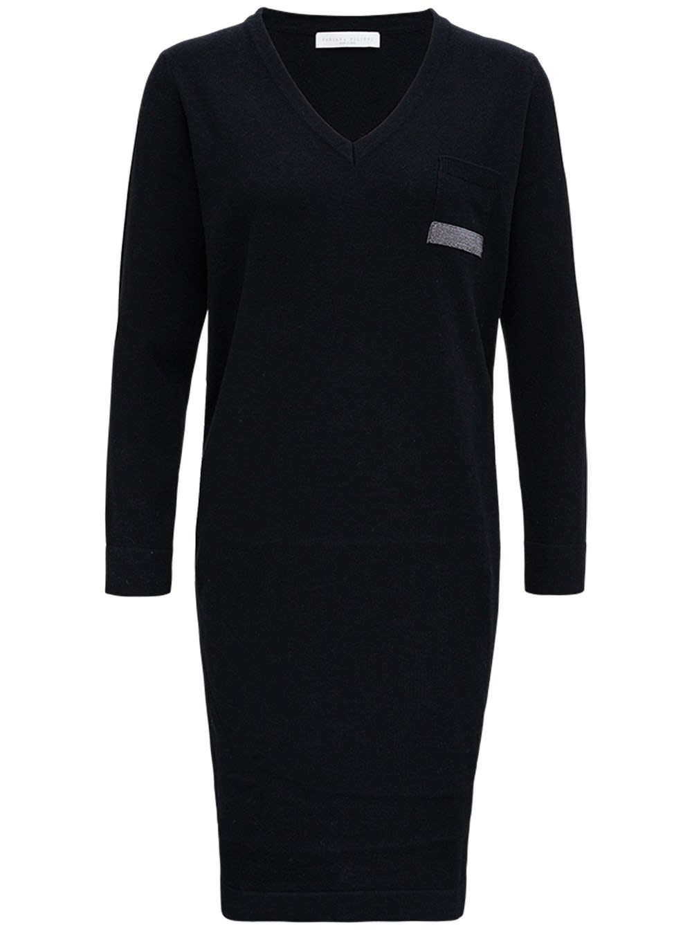 Fabiana Filippi Black Silk And Cashmere Dress With Bright Detail