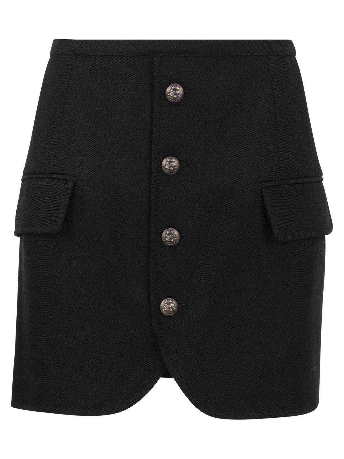 Etro Pegaso Logo-embossed Buttoned Mini Skirt