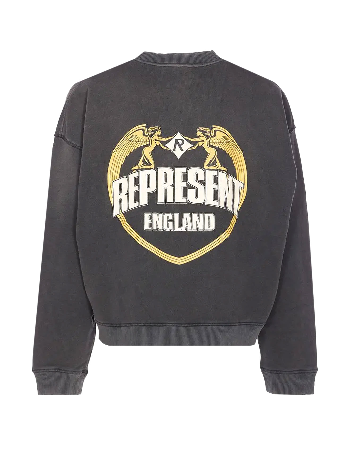 Represent Cotton Sweatshirt With Distressed Effect In Black