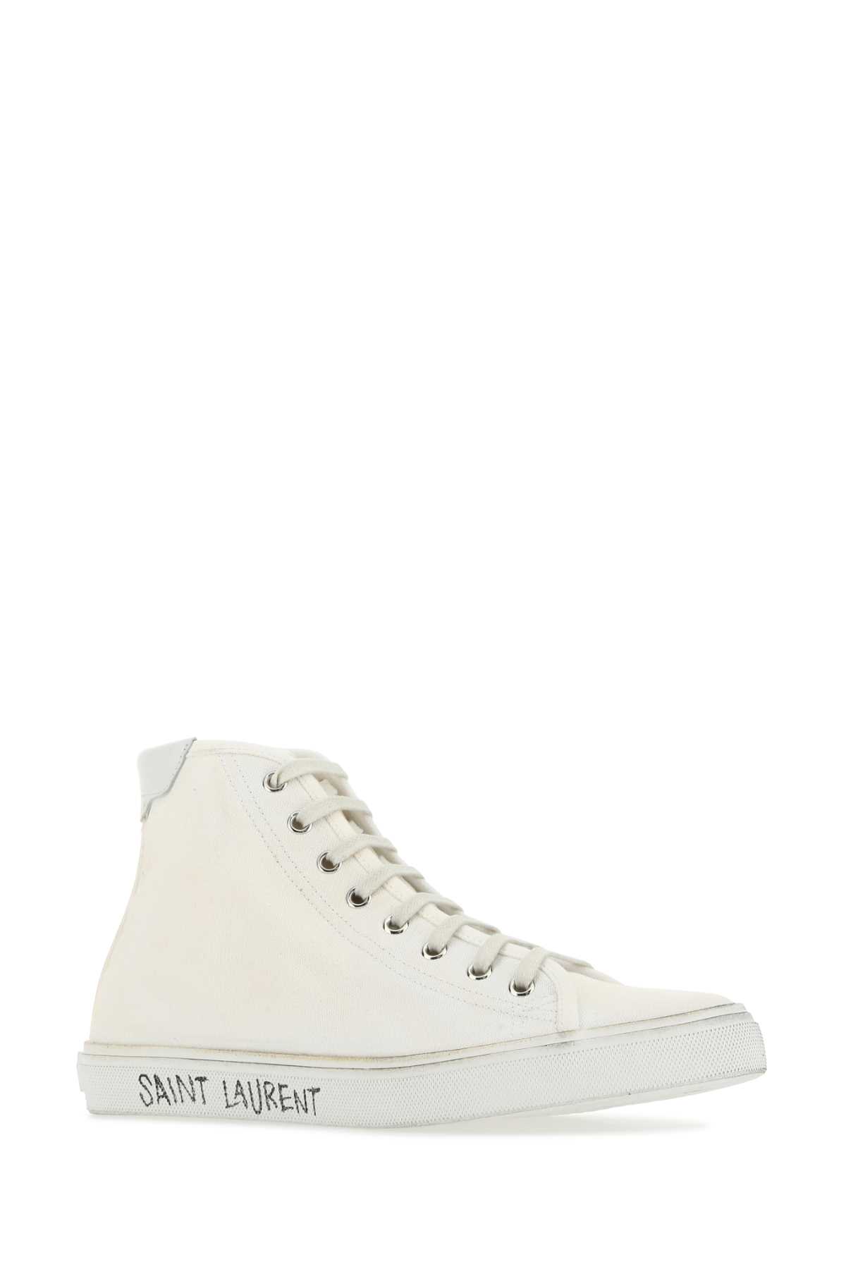Saint Laurent White Canvas Malibã¹ Sneakers In 9030