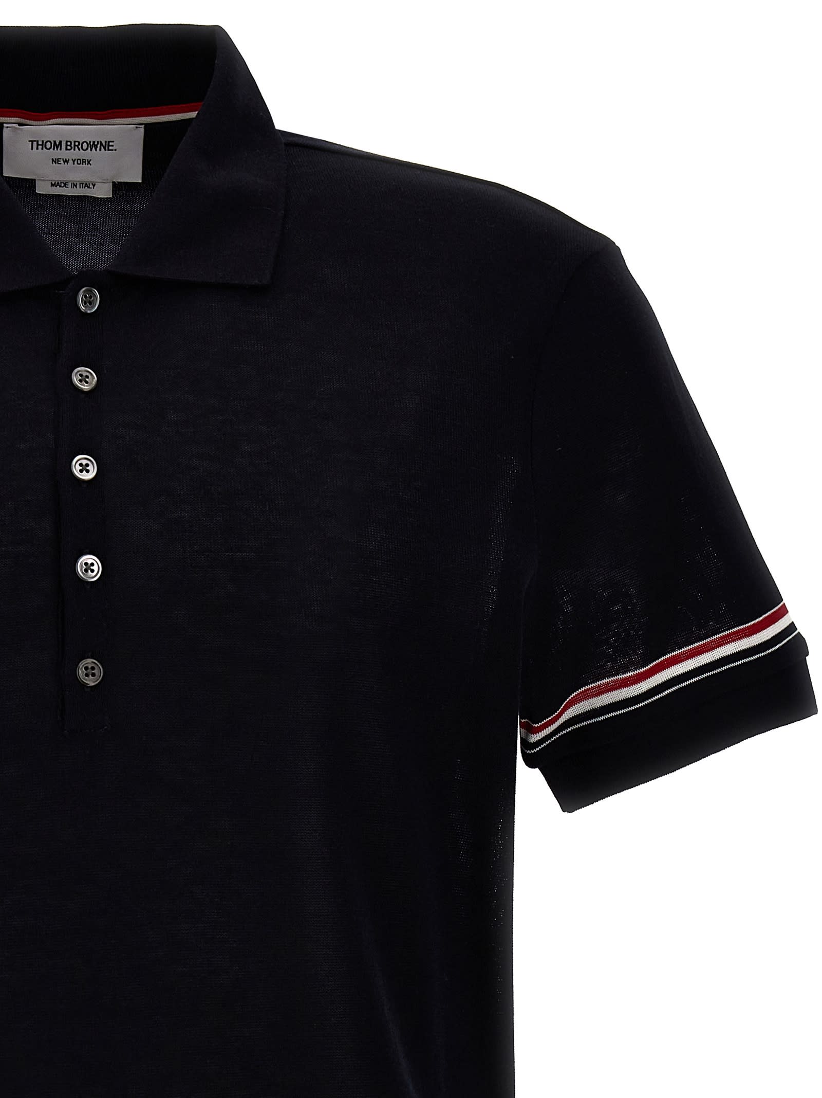 Shop Thom Browne Rwb Polo Shirt In Blue