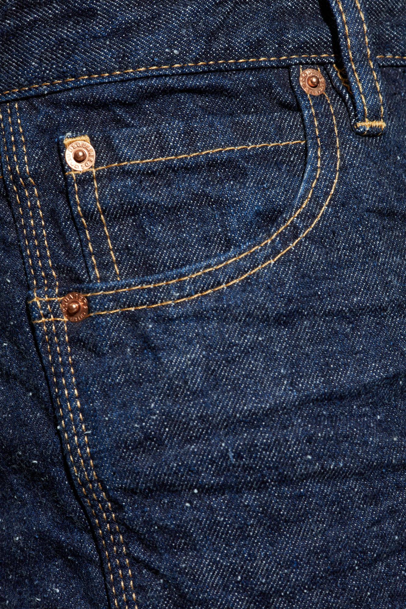 Dsquared2 Straight Leg Five-pocket Trousers With Contrast Stitching In Blue