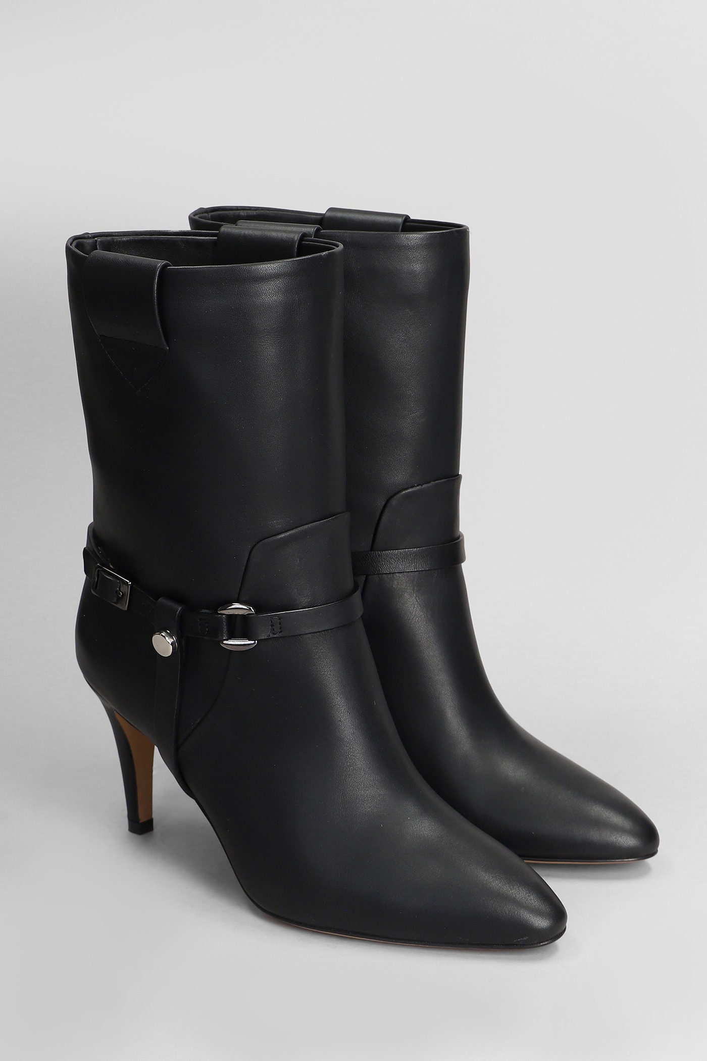 Shop The Seller High Heels Ankle Boots In Black Leather