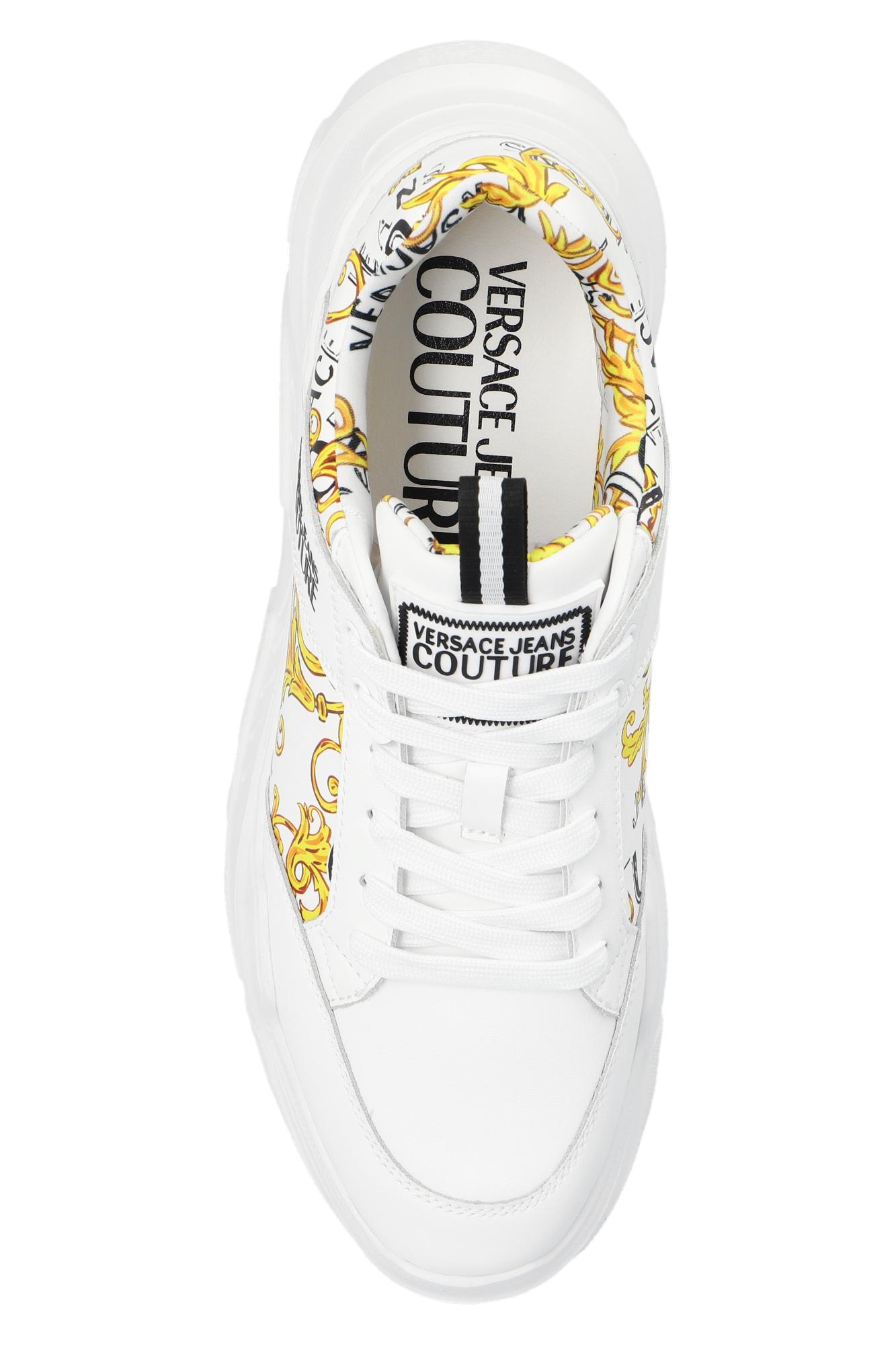 Shop Versace Jeans Couture Printed Sneakers In White