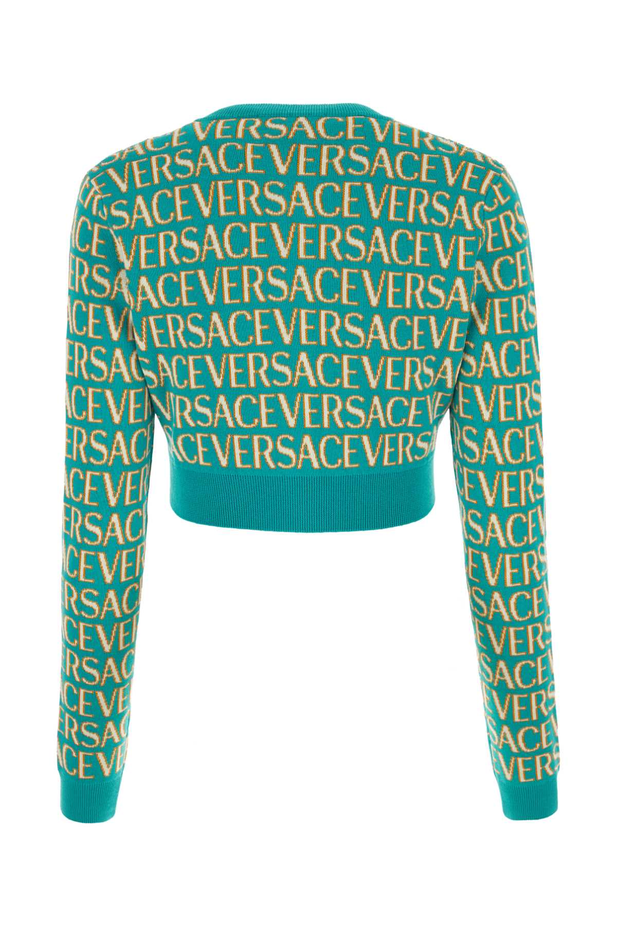 Versace Embroidered Cotton Blend Cardigan In 5v540
