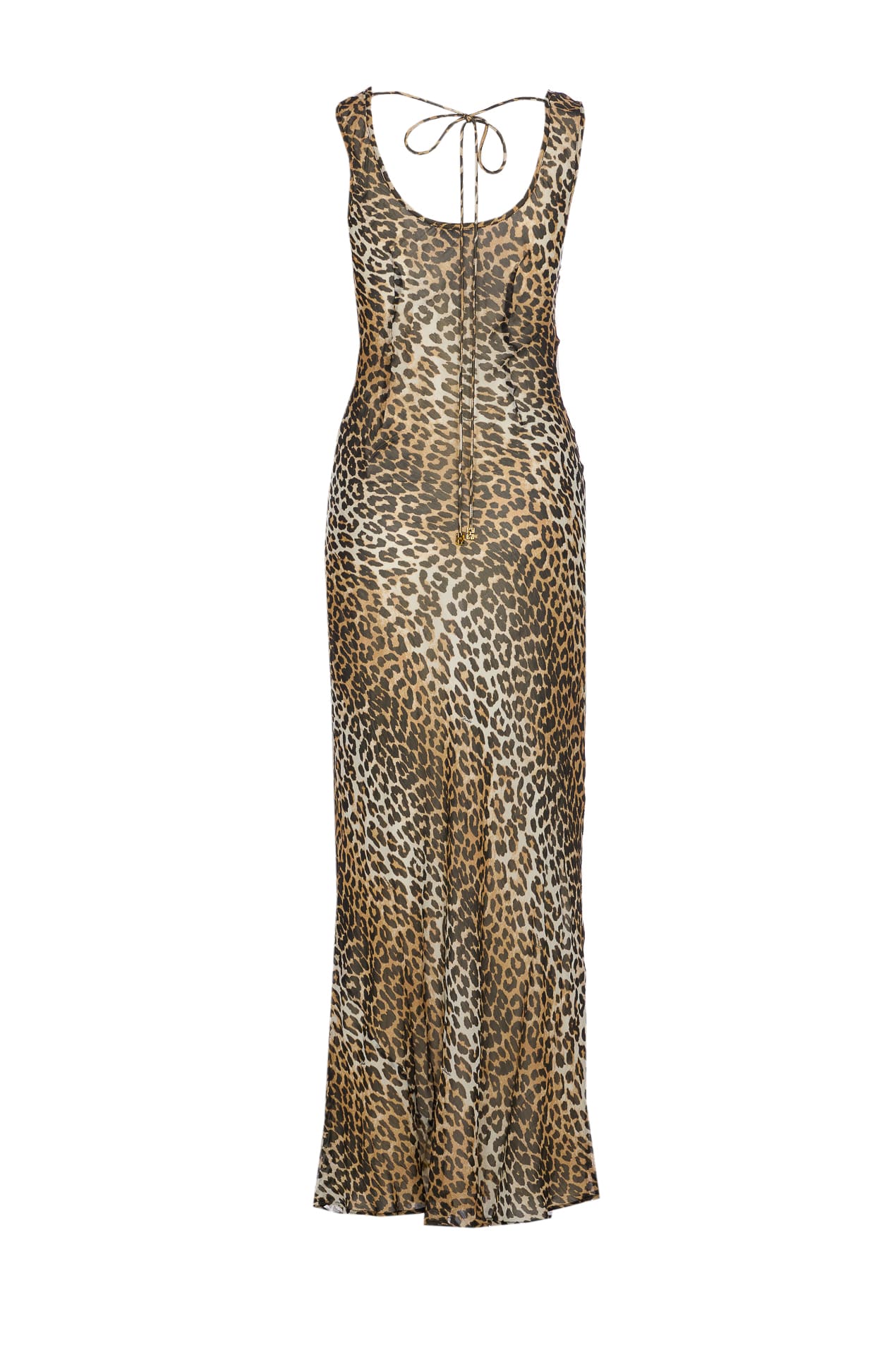 Ganni Animal Print Scoop Neckline Floor-length Dress In Animal Print