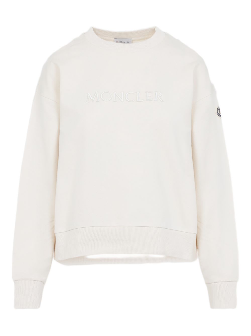 Moncler Logo Cotton Sweatshirt In White