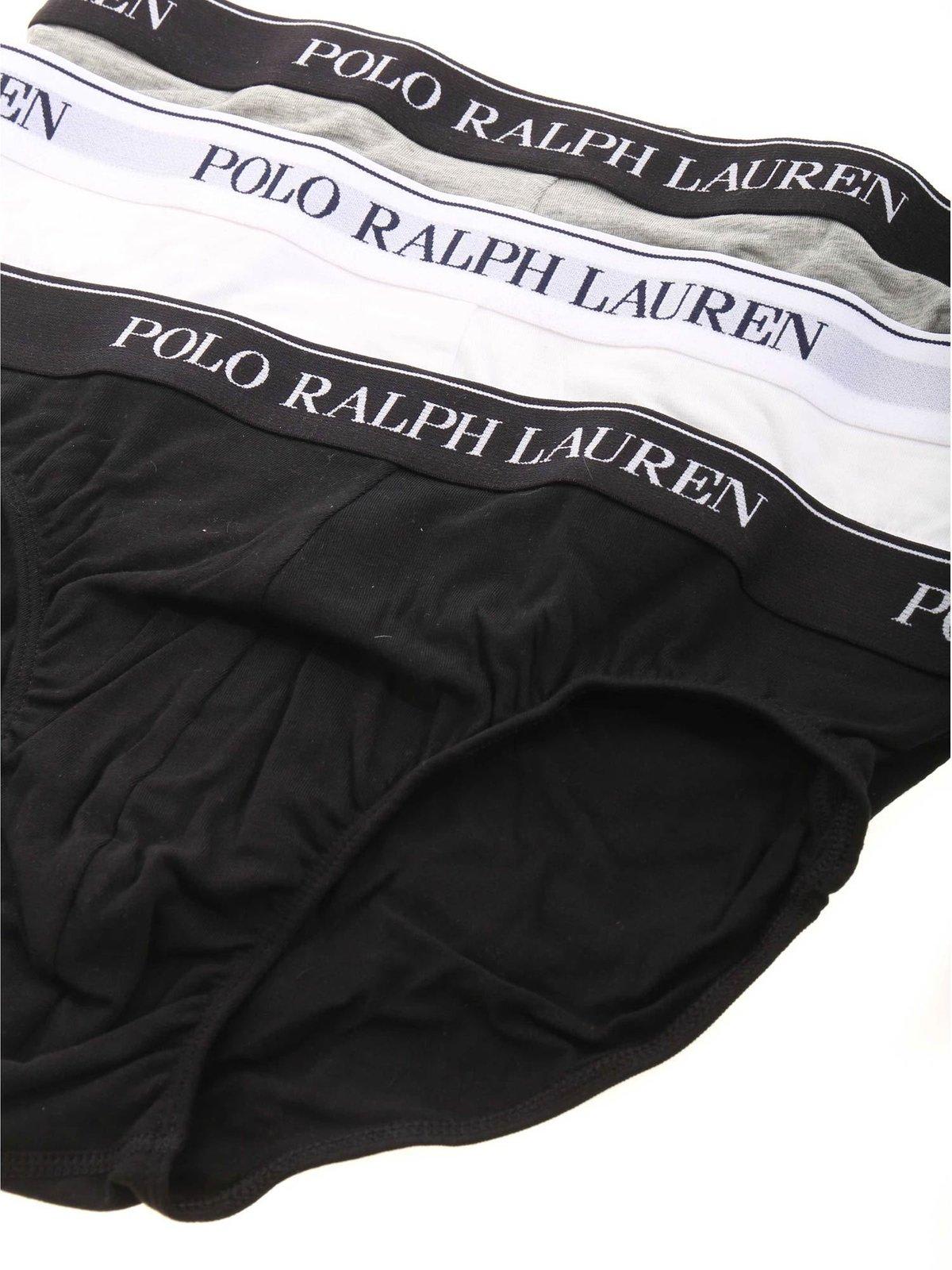 Shop Polo Ralph Lauren Logo Band Three-pack Briefs In Multicolore