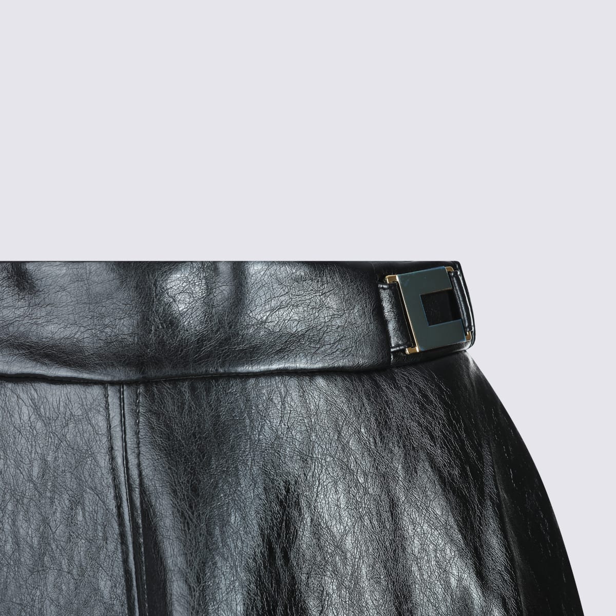 Elisabetta Franchi Crackled Leather-effect Synthetic Maxi Skirt With Flared Hem In Black