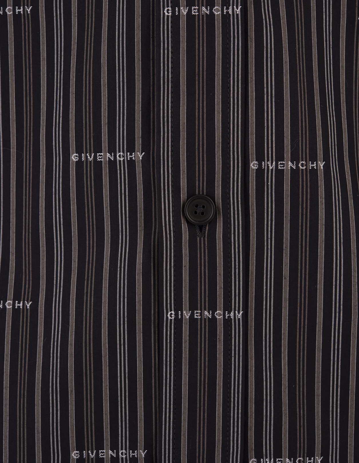 Shop Givenchy Black And Grey Striped Shirt With All-over Logo