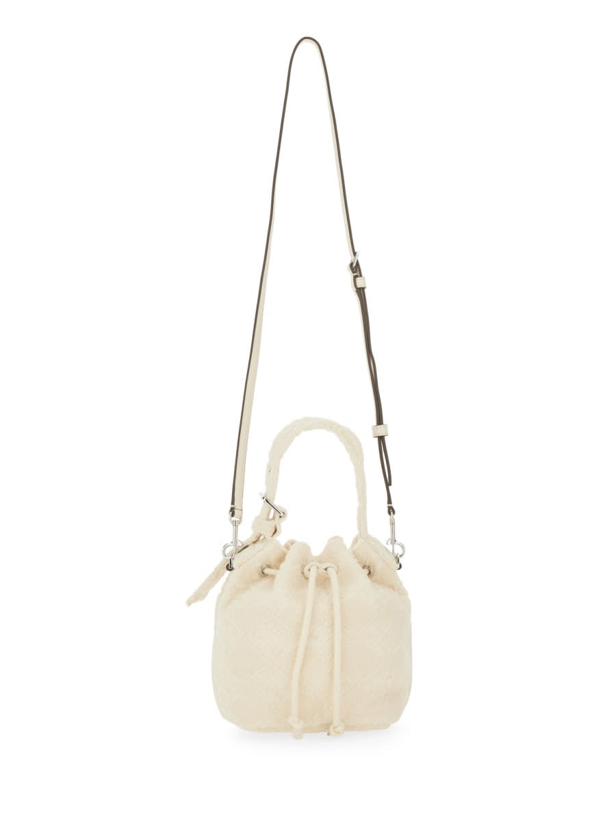 Tory Burch Oversized T Monogram Bucket Bag In White