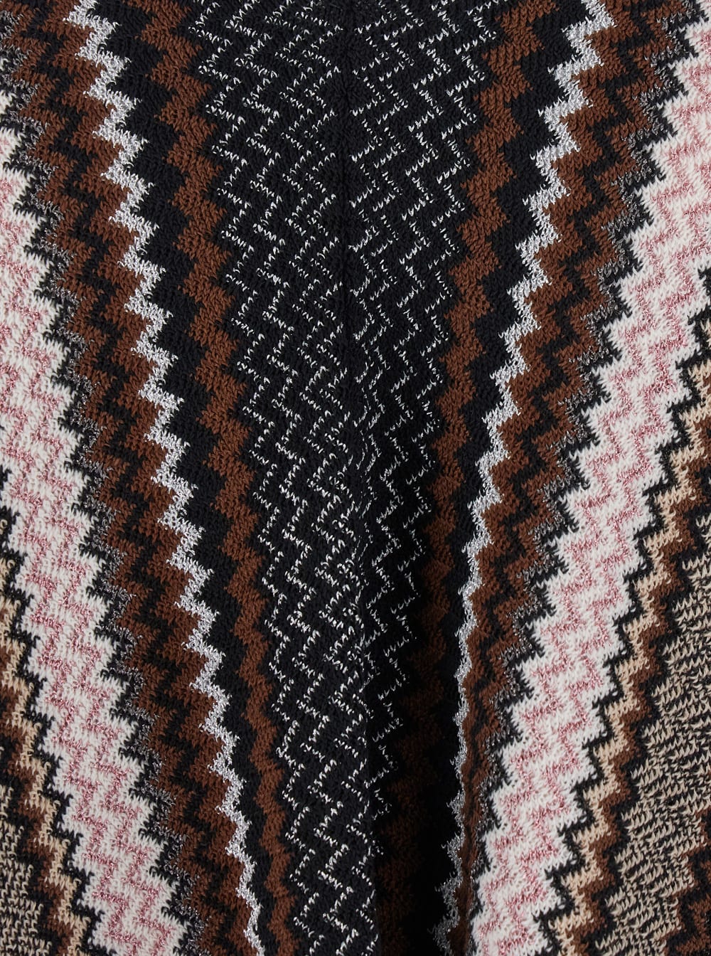 Missoni Multicolor Cape With V Neck And All-over Zigzag Motif In Wool Blend Woman In Multi