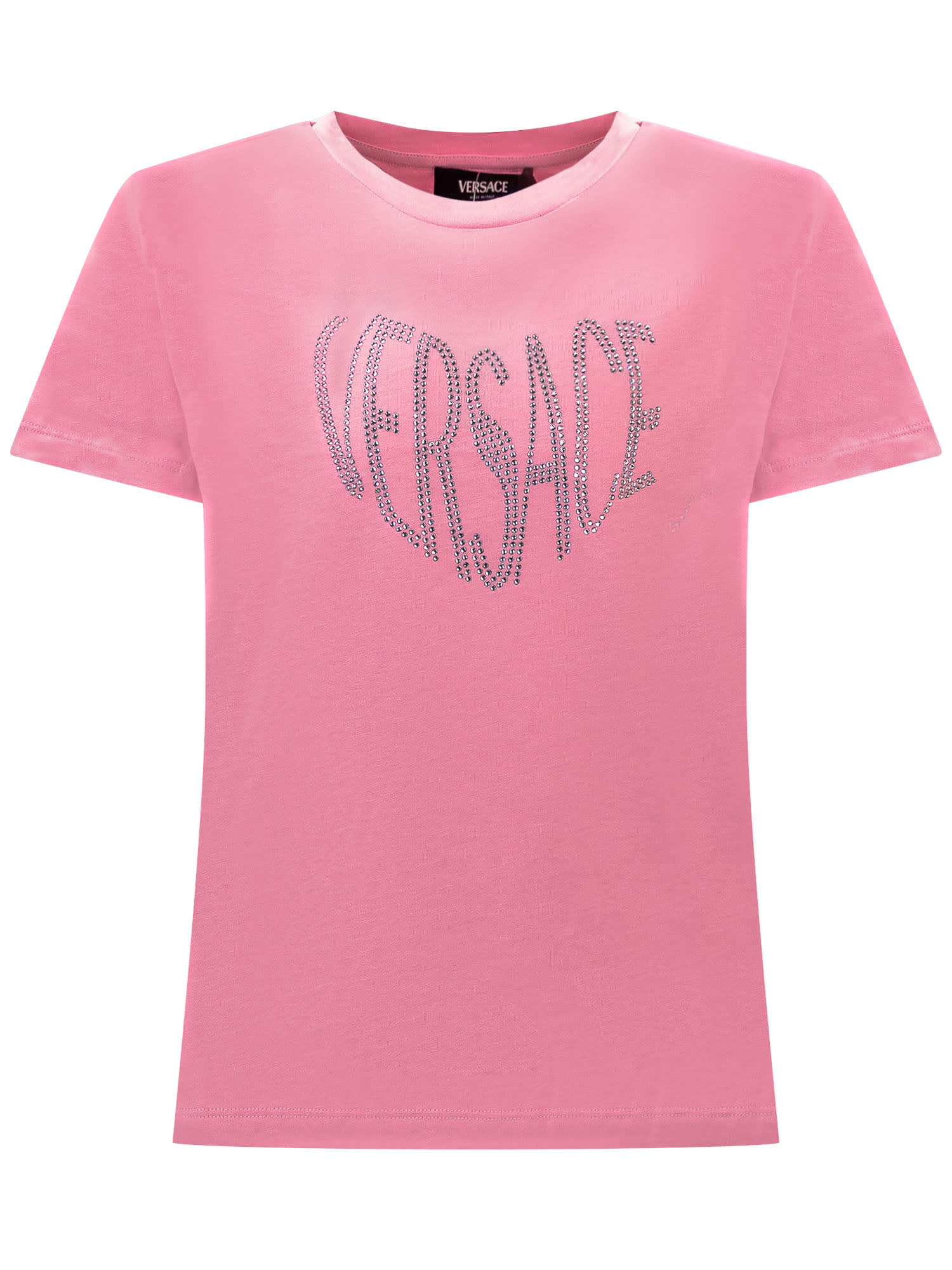 Shop Young Versace T-shirt With Logo In Tutu Pink-rosa
