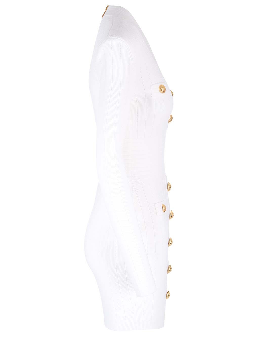 Shop Balmain Short Knitted Dress In White