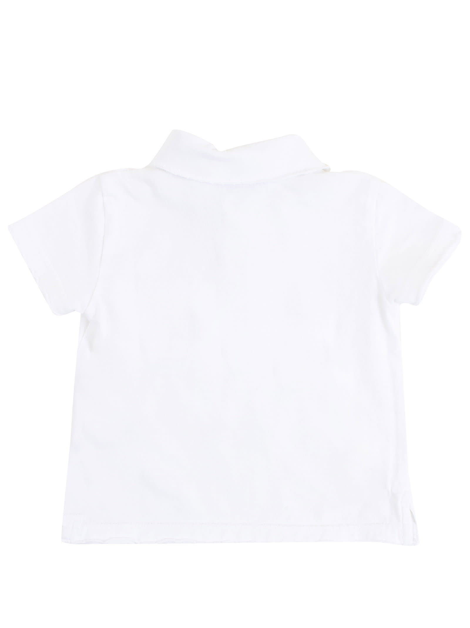 Shop De Cavana Newborn Polo Shirt With Pocket In White