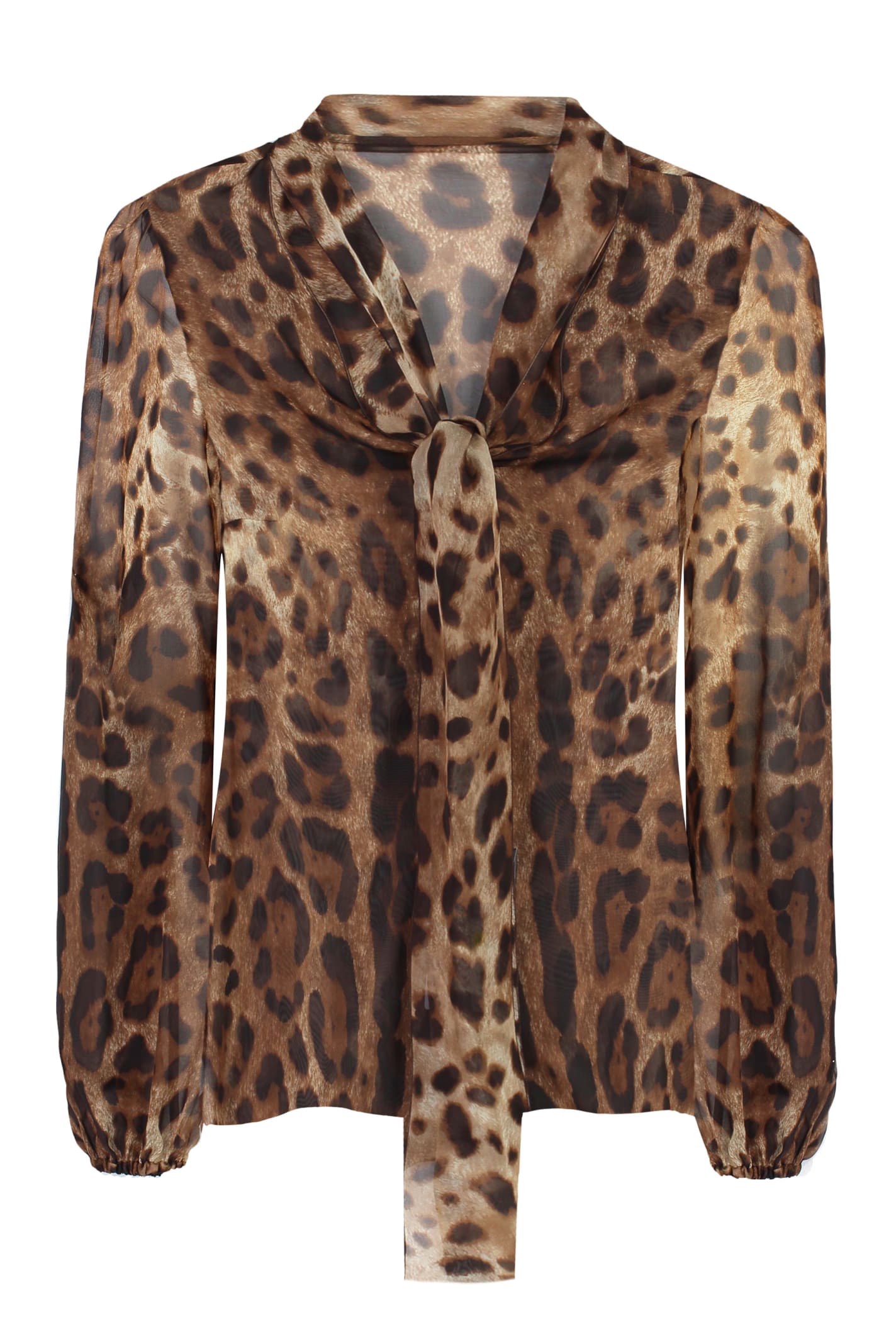 Shop Dolce & Gabbana Printed Chiffon Blouse In Animalier