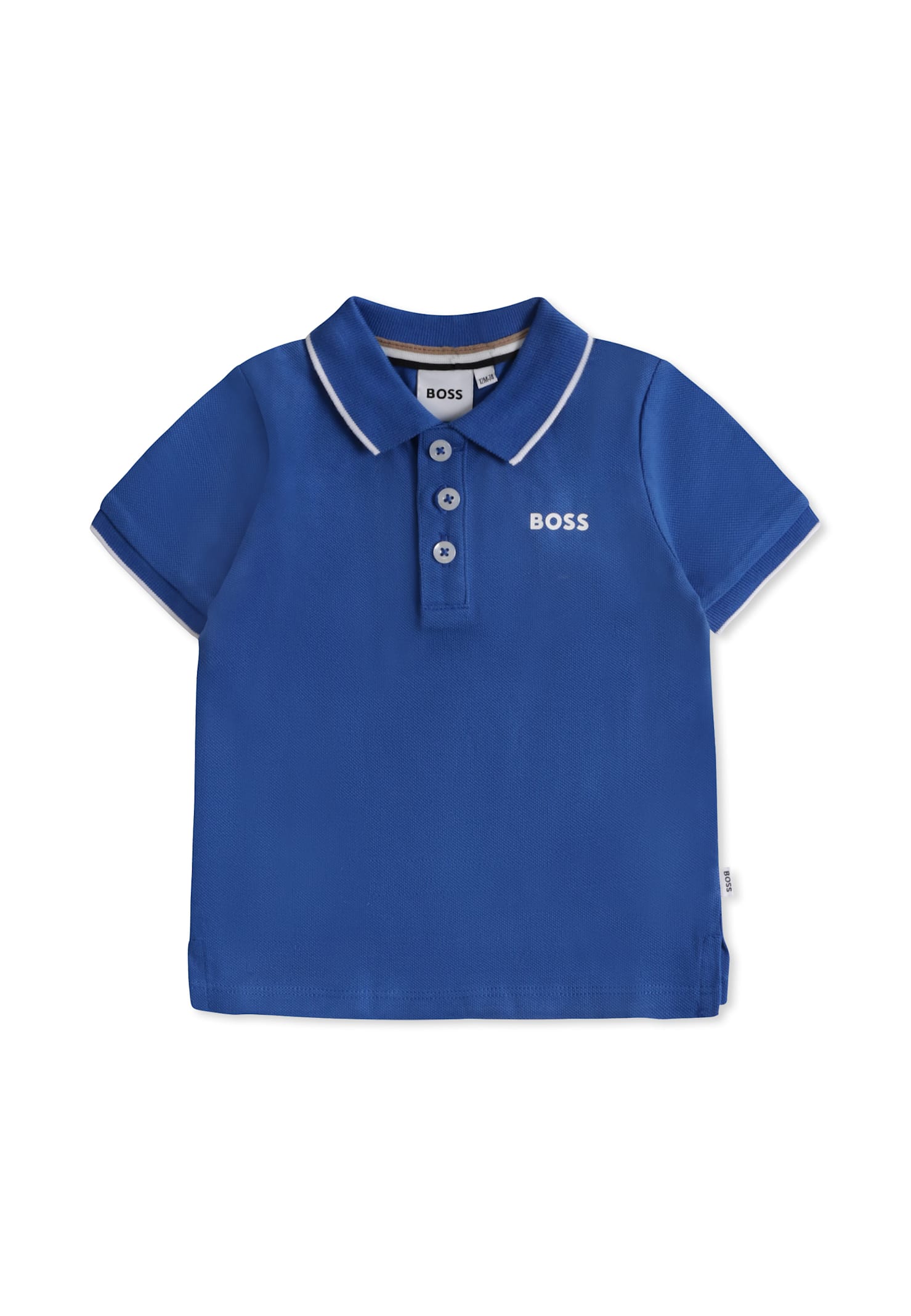 Hugo Boss Light Blue Polo Shirt For Baby Boy With Logo In Blue