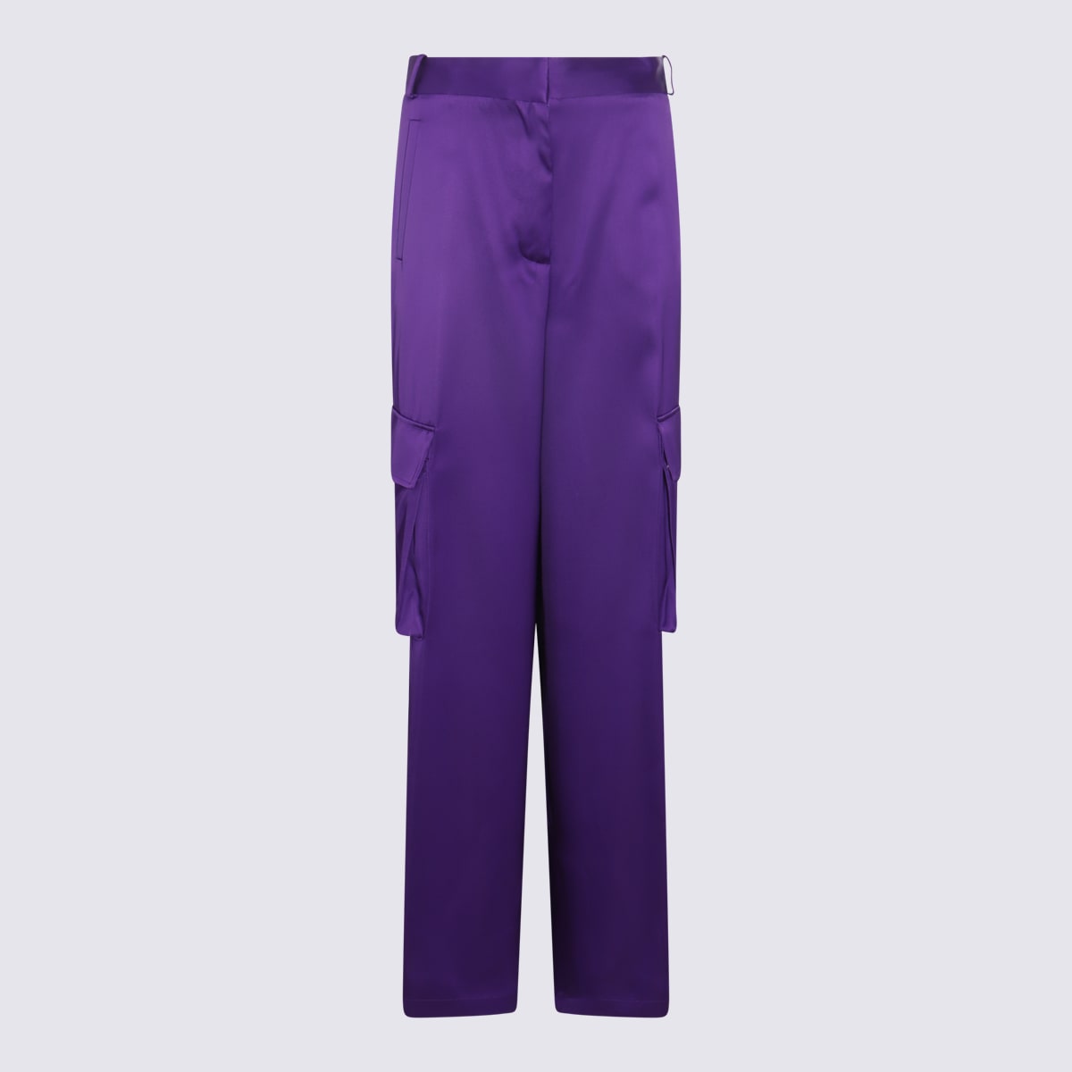 Shop Versace Purple Silk-viscose Blend Cargo Trousers In Bright Dark Orchid