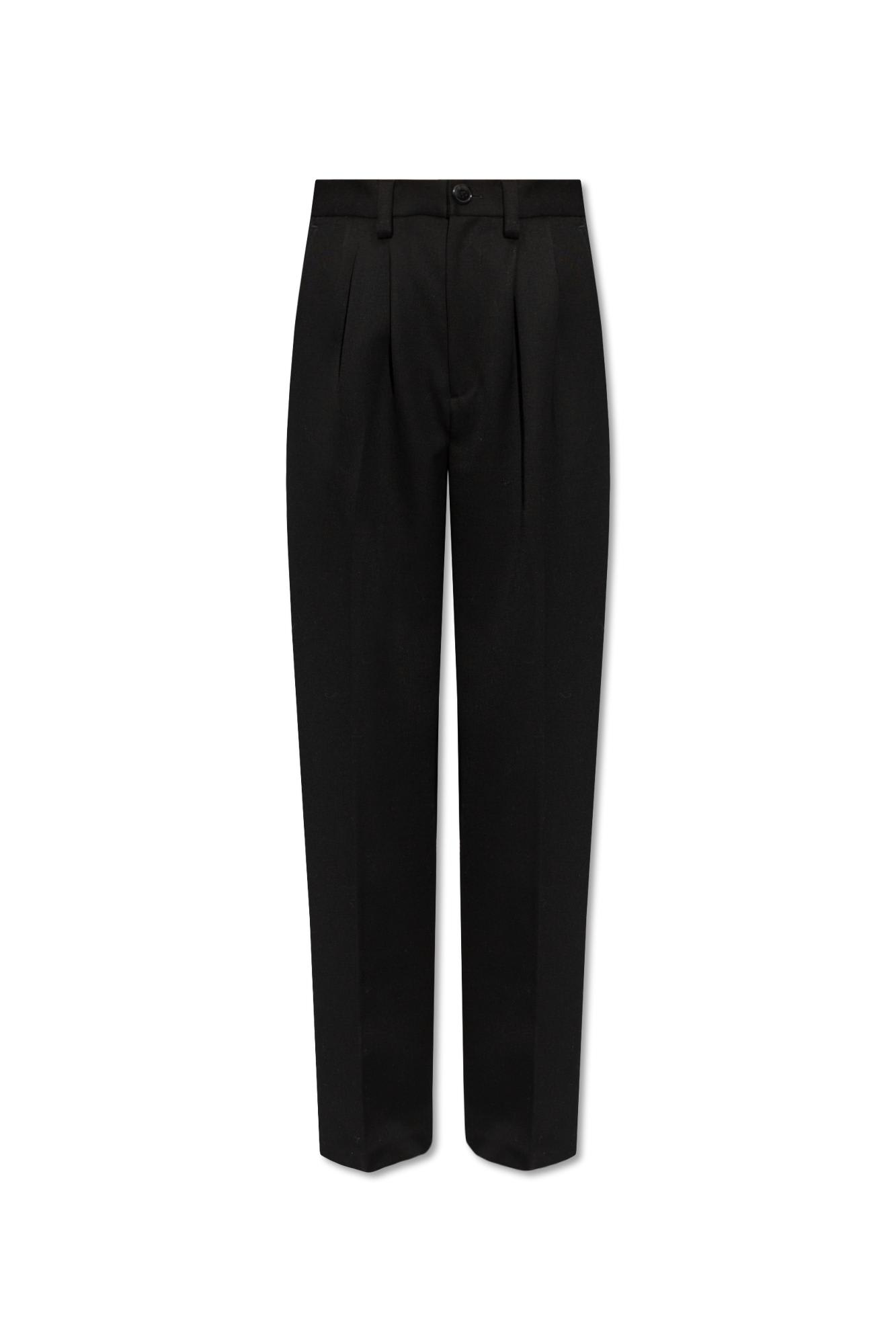 Shop Anine Bing Carrie Wool Trousers In Black
