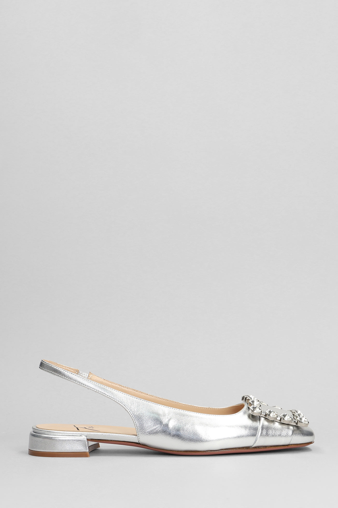 Alaia Ballet Flats In Silver Leather