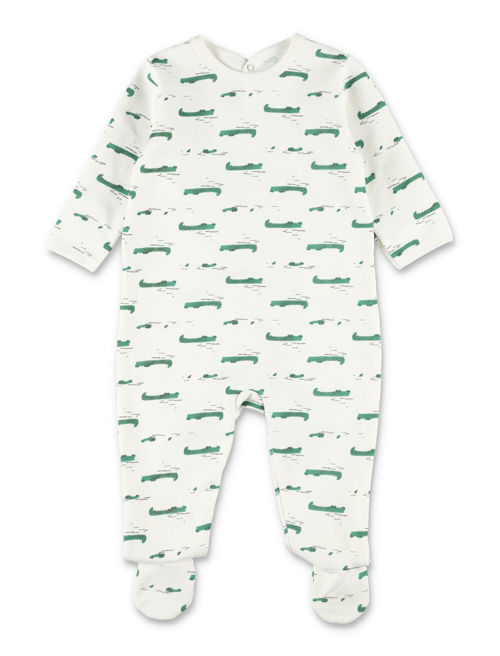 Petit Bateau Fleece Cotton Baby Suit With Crocodile Print In Multi